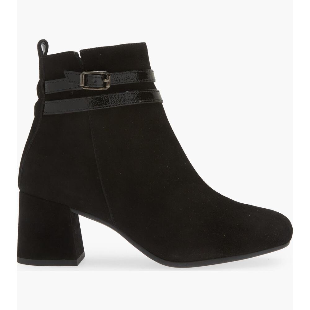 Paul Green Sydney Buckle Bootie Black Suede Combo Ankle Boots AU 6.5 US 9